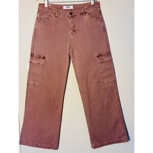 Mica Los Angeles Womens Size 29 Pink Wide Leg Cargo Pants Casual Denim Jeans